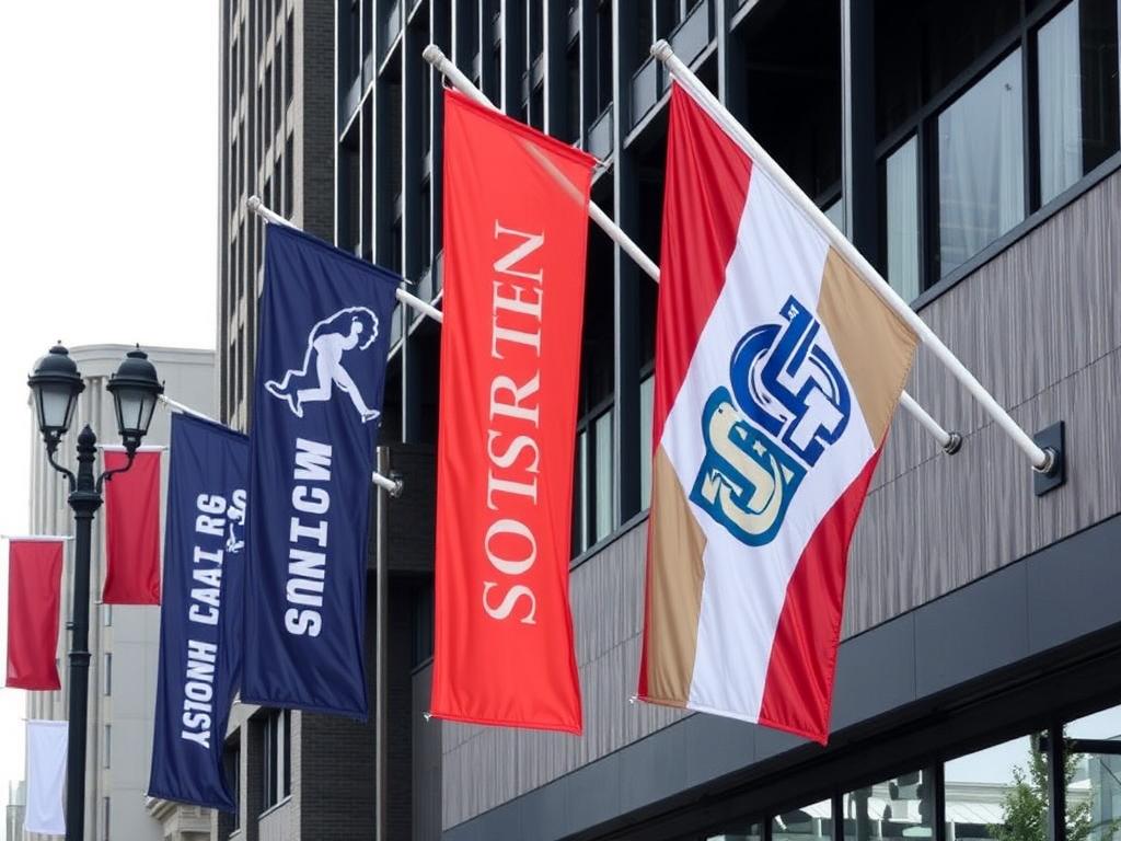 Custom street flags - durability and style for your businessфото